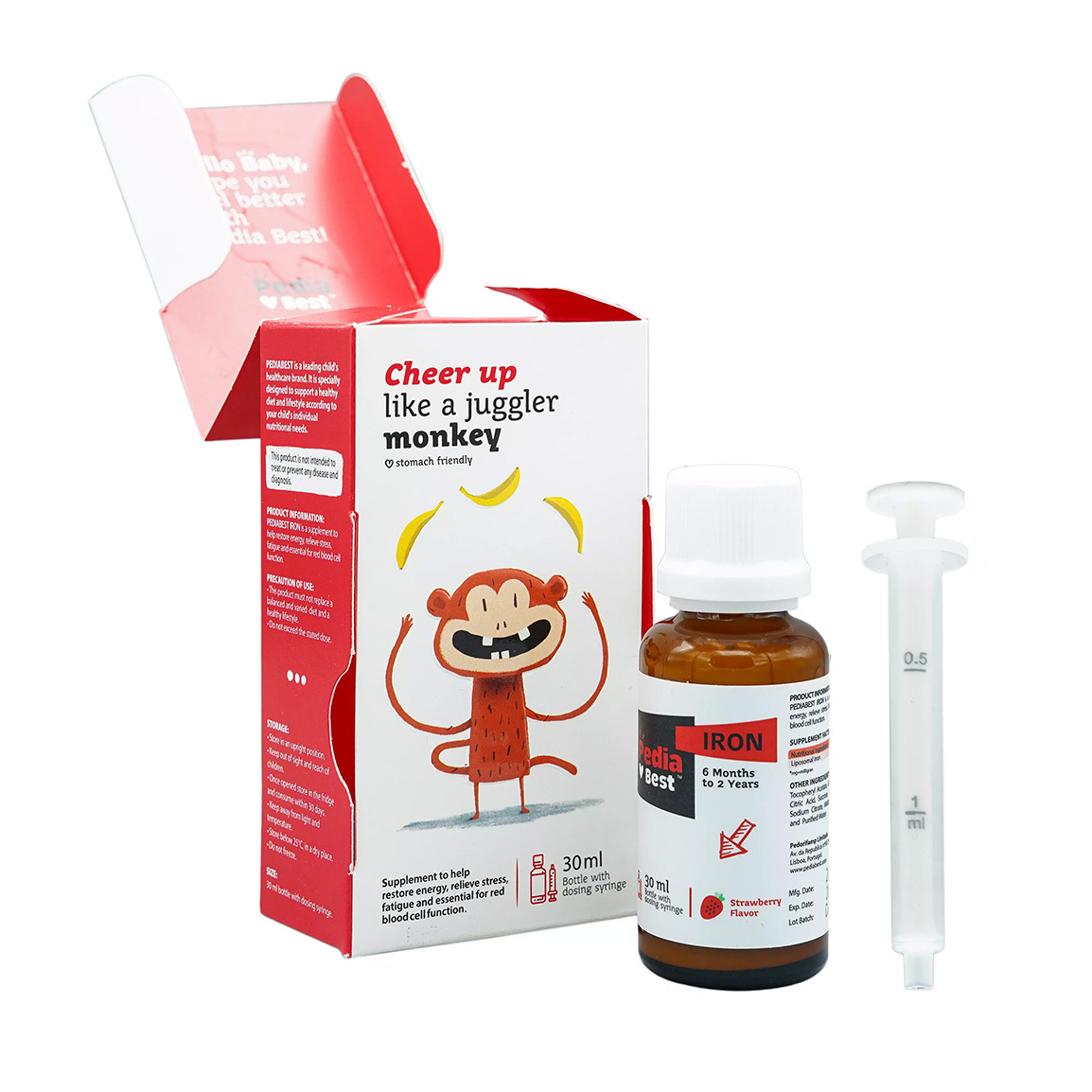 قطره آهن پدیابست 30 میلی‌لیتر با طعم توت‌ فرنگی